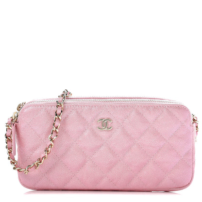 Chanel Iridescent Caviar Quilted Clutch With Chain Rose 1 of 13