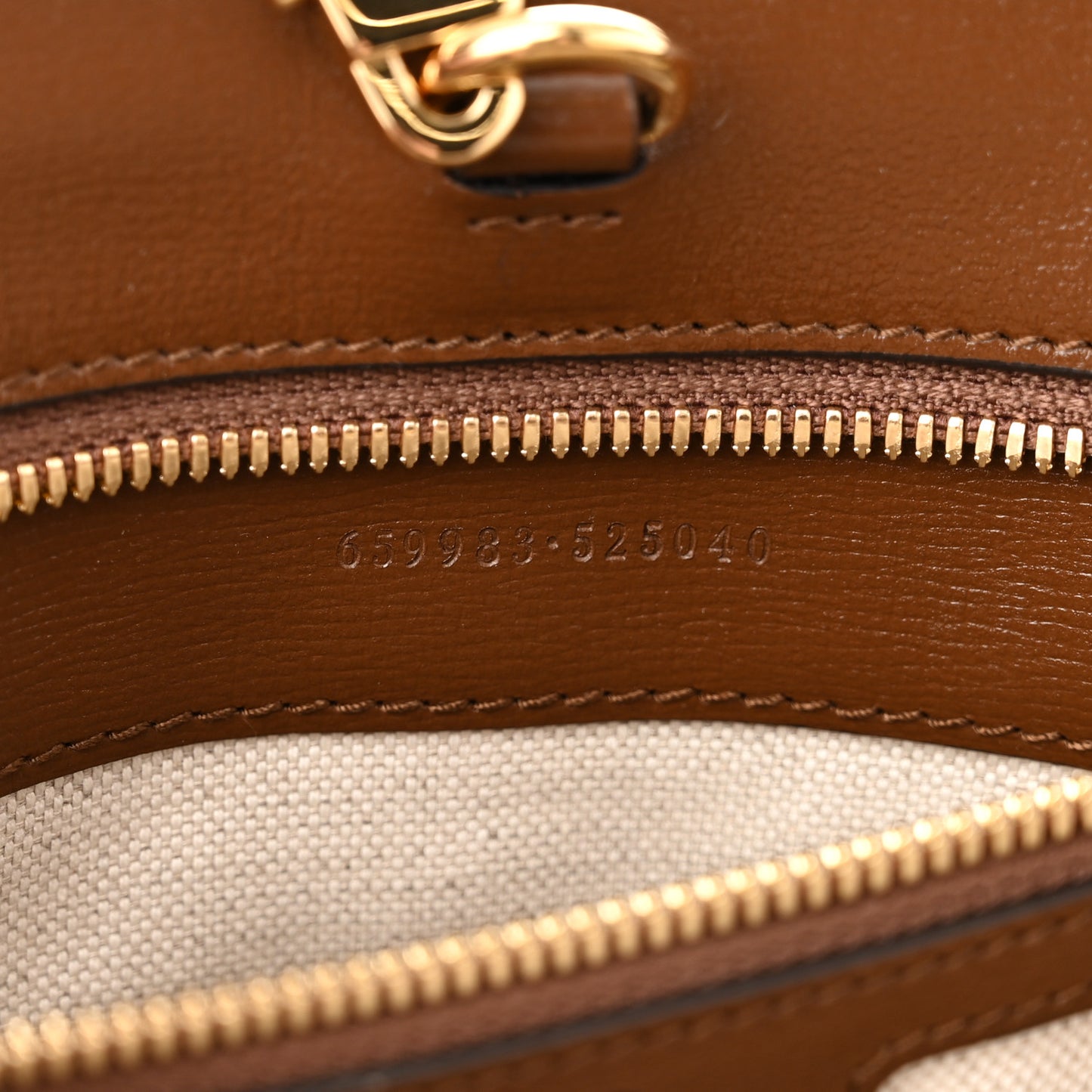 GG Supreme Monogram Azalea Calfskin Small Retro Interlocking G Tote Bag Beige Ebony Brown Sugar