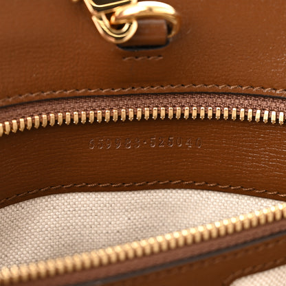 Gucci GG Supreme Monogram Azalea Calfskin Small Retro Interlocking G Tote Bag Beige Ebony Brown Sugar 7 of 10