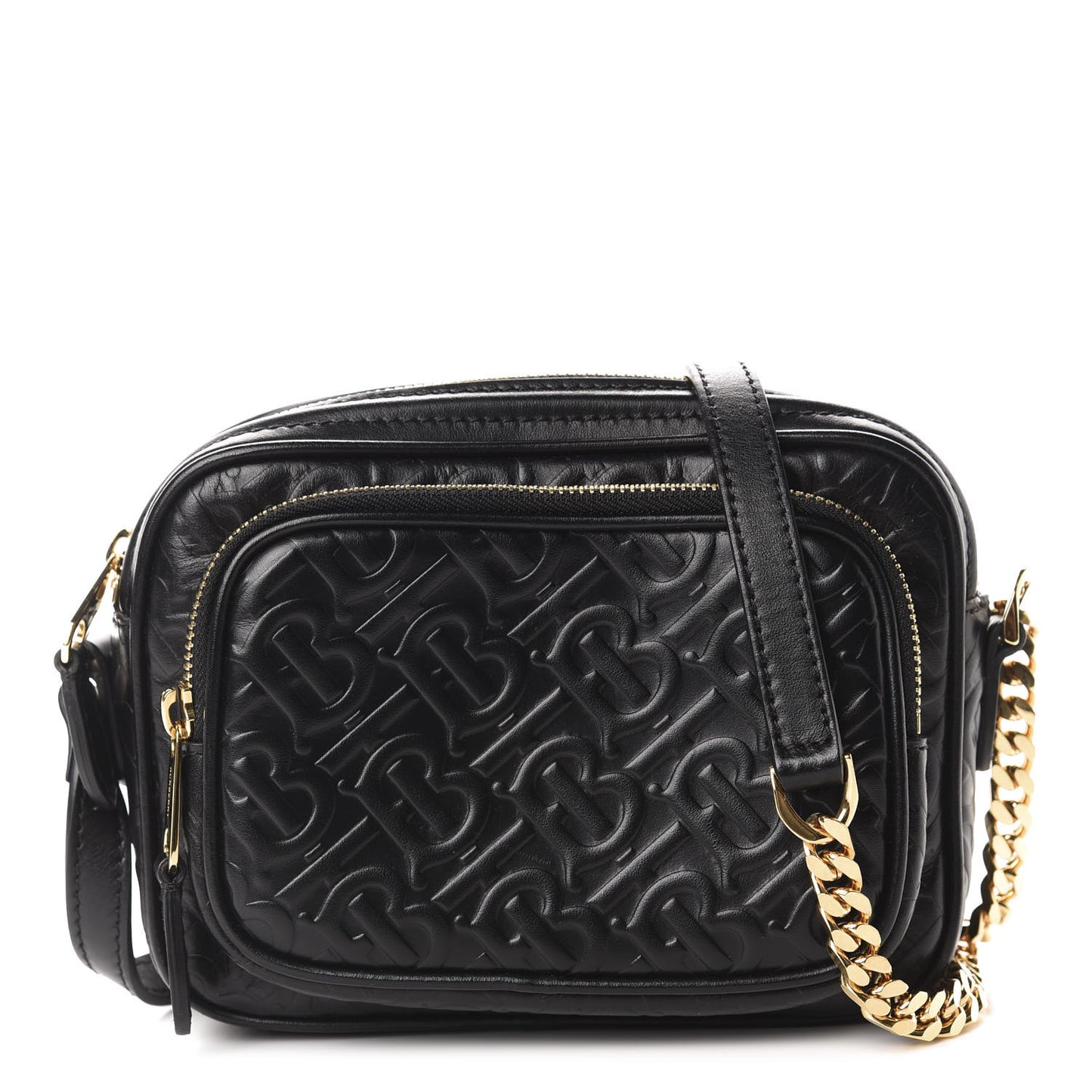 Calfskin Embossed Monogram Camera Chain Bag Black