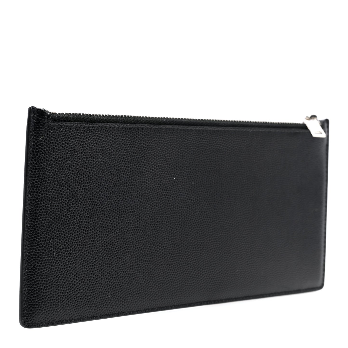 Grained Calfskin Zip Pouch Tech Card Holder Black