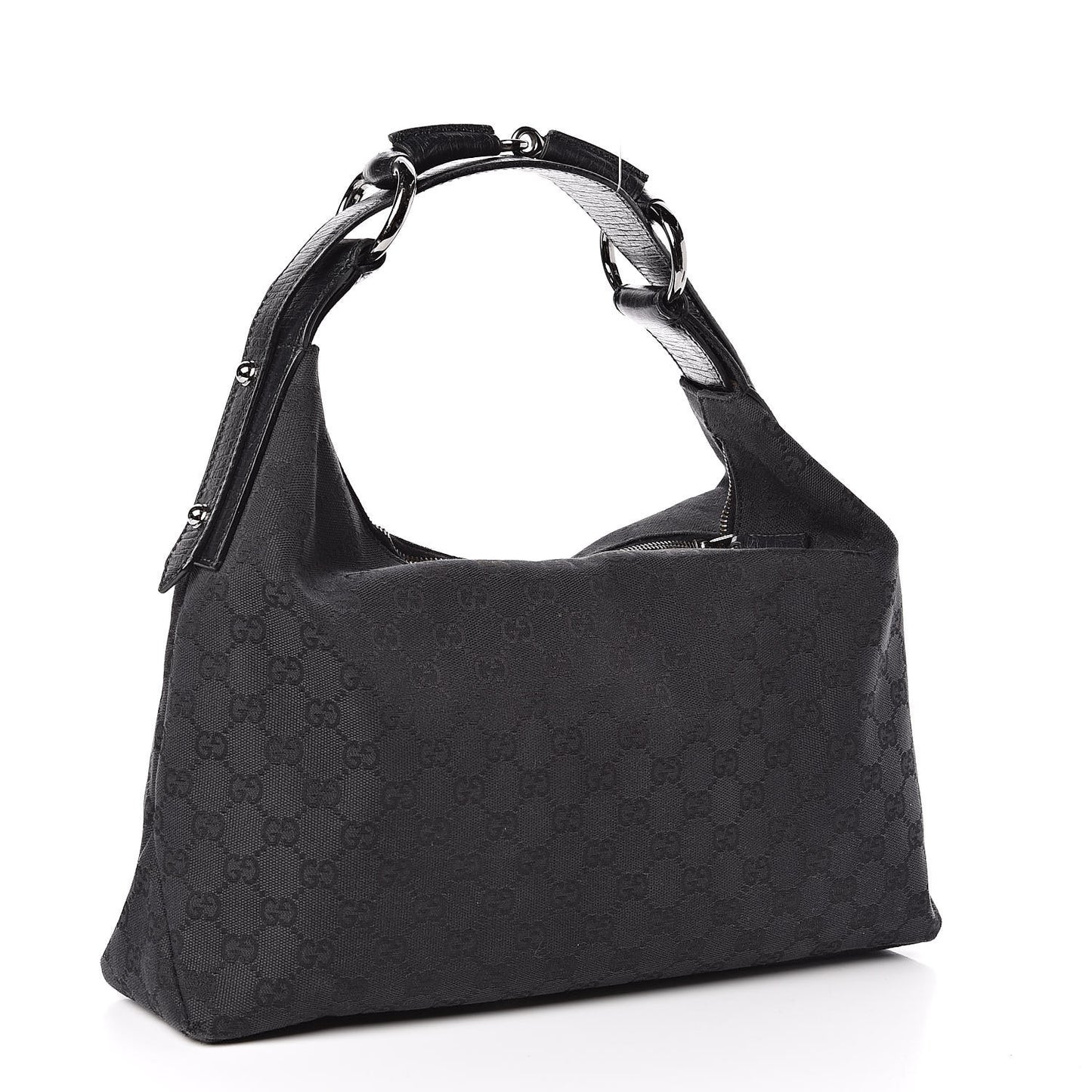 Monogram Medium Horsebit Chain Hobo Black