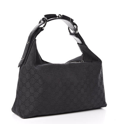 Gucci Monogram Medium Horsebit Chain Hobo Black 3 of 11