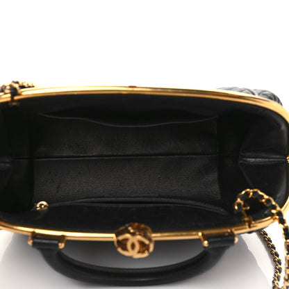 Chanel Calfskin Quilted Paris Rome Colosseum Lock Bag Black 4 of 8