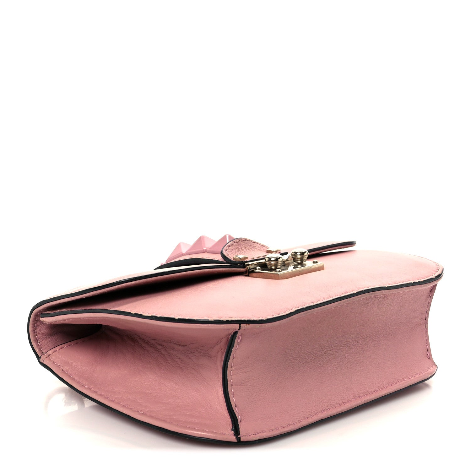 Valentino Garavani Vitello Enamel Small Glam Lock Rockstud Flap Water Rose 4 of 14
