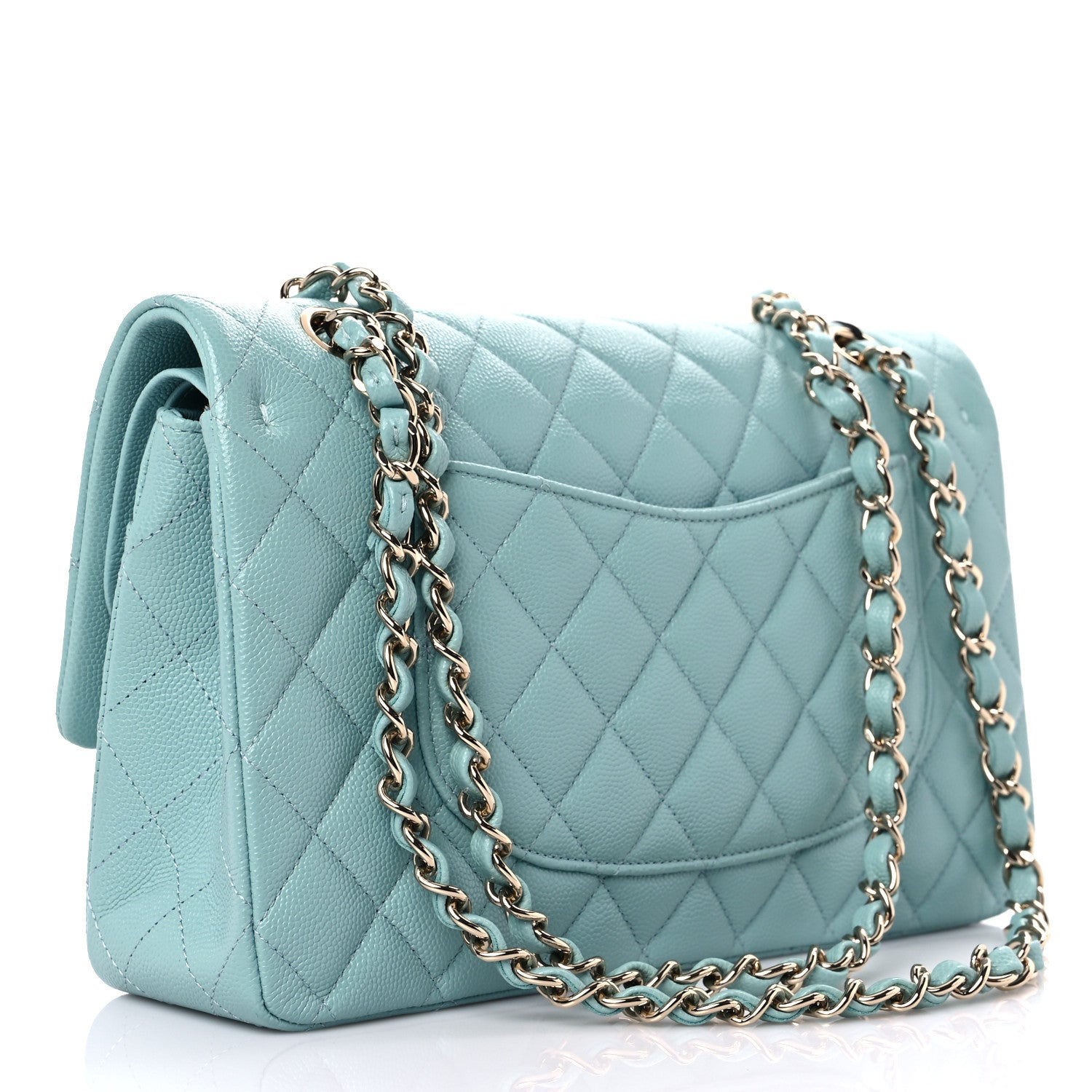 Chanel Caviar Quilted Medium Double Flap Light Blue 3 of 10