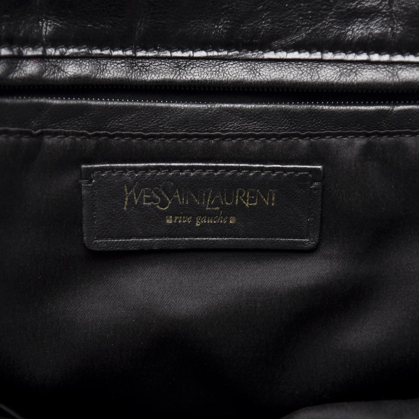 Glazed Calfskin Crocodile Embossed Tribute Tote Black