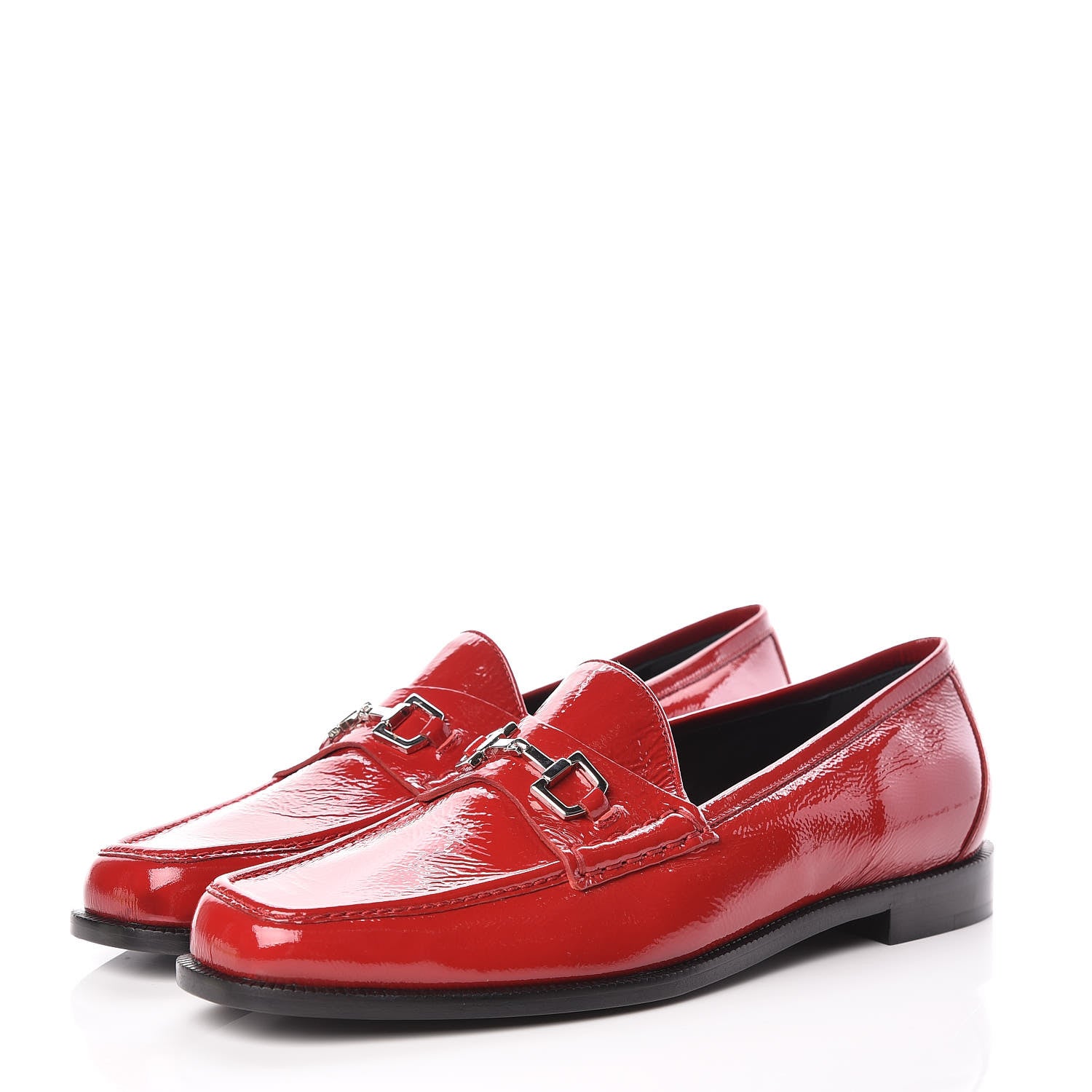 Gucci Naplack Patent Horsebit Womens Banks Loafers 41 Red 3 of 11