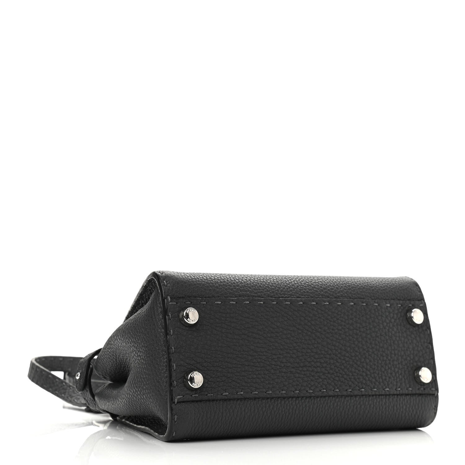 Fendi Cuoio Romano Selleria Bi-Color Mini Peekaboo Iconic Satchel Asfalto Latte 4 of 10
