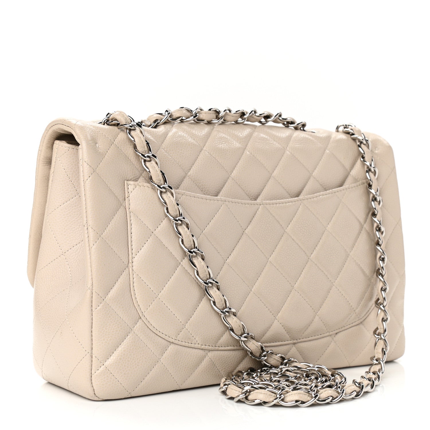 Chanel Caviar Quilted Jumbo Single Flap Ecru 3 of 11