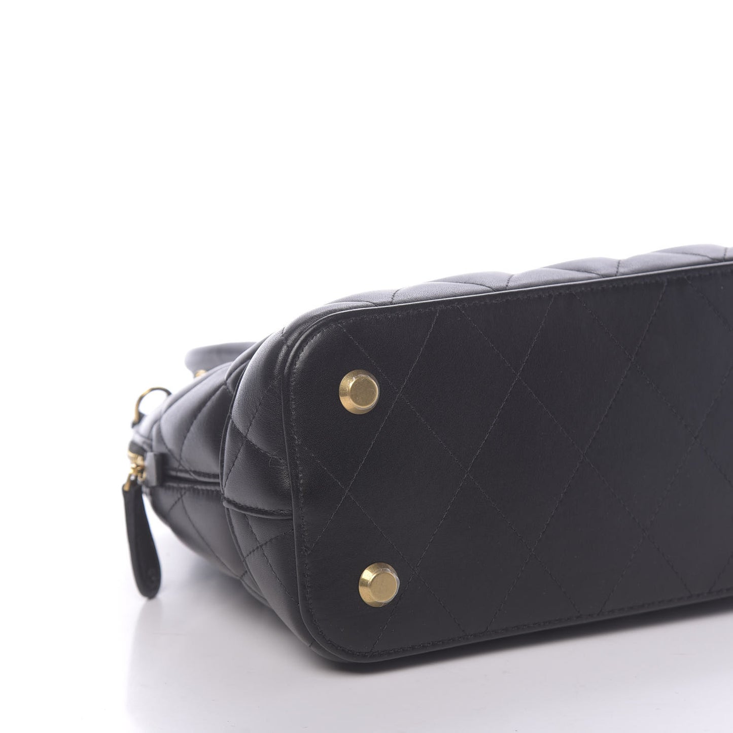 Nappa Calfskin Quilted Small Ville Top Handle Bag Black