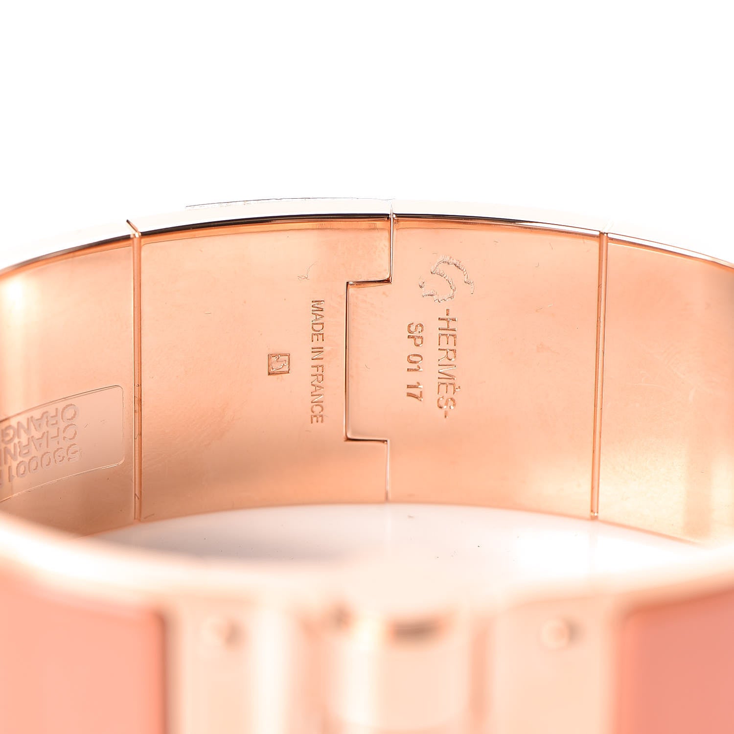 Hermes Enamel Charniere Uni Wide Hinged Bracelet M Orange Papaye 4 of 4