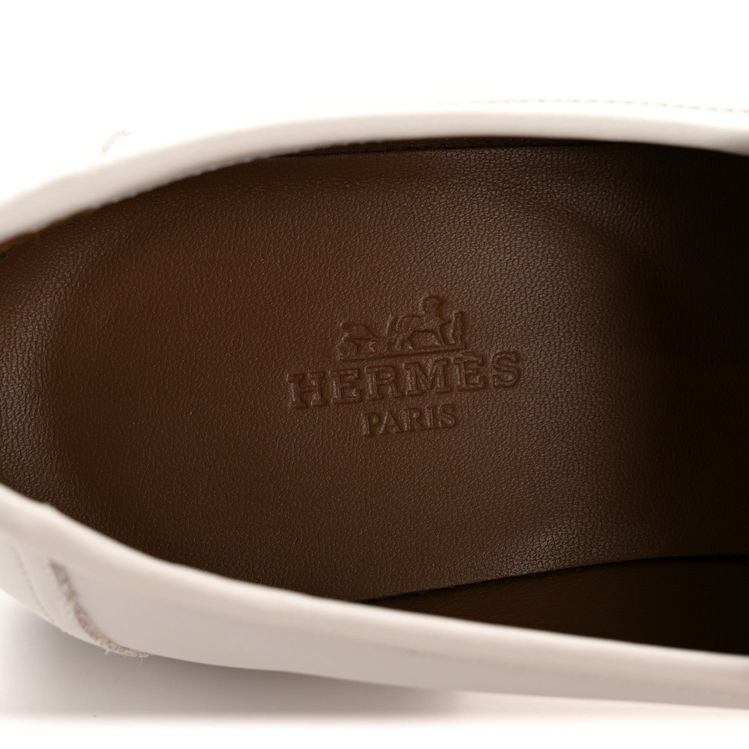 Hermes Calfskin Womens Paris Loafers 37 White 8 of 10