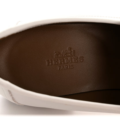 Hermes Calfskin Womens Paris Loafers 37 White 8 of 10