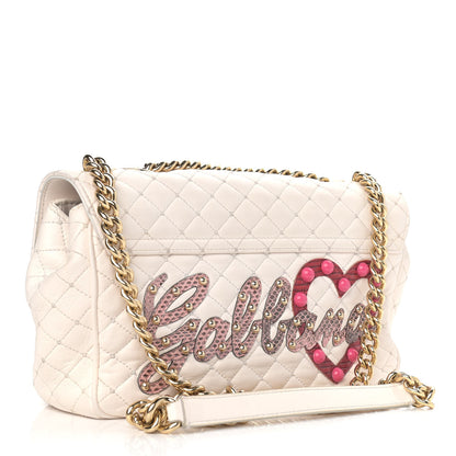 Dolce & Gabbana Lambskin Watersnake Embellished Lucia Shoulder Bag White 3 of 9