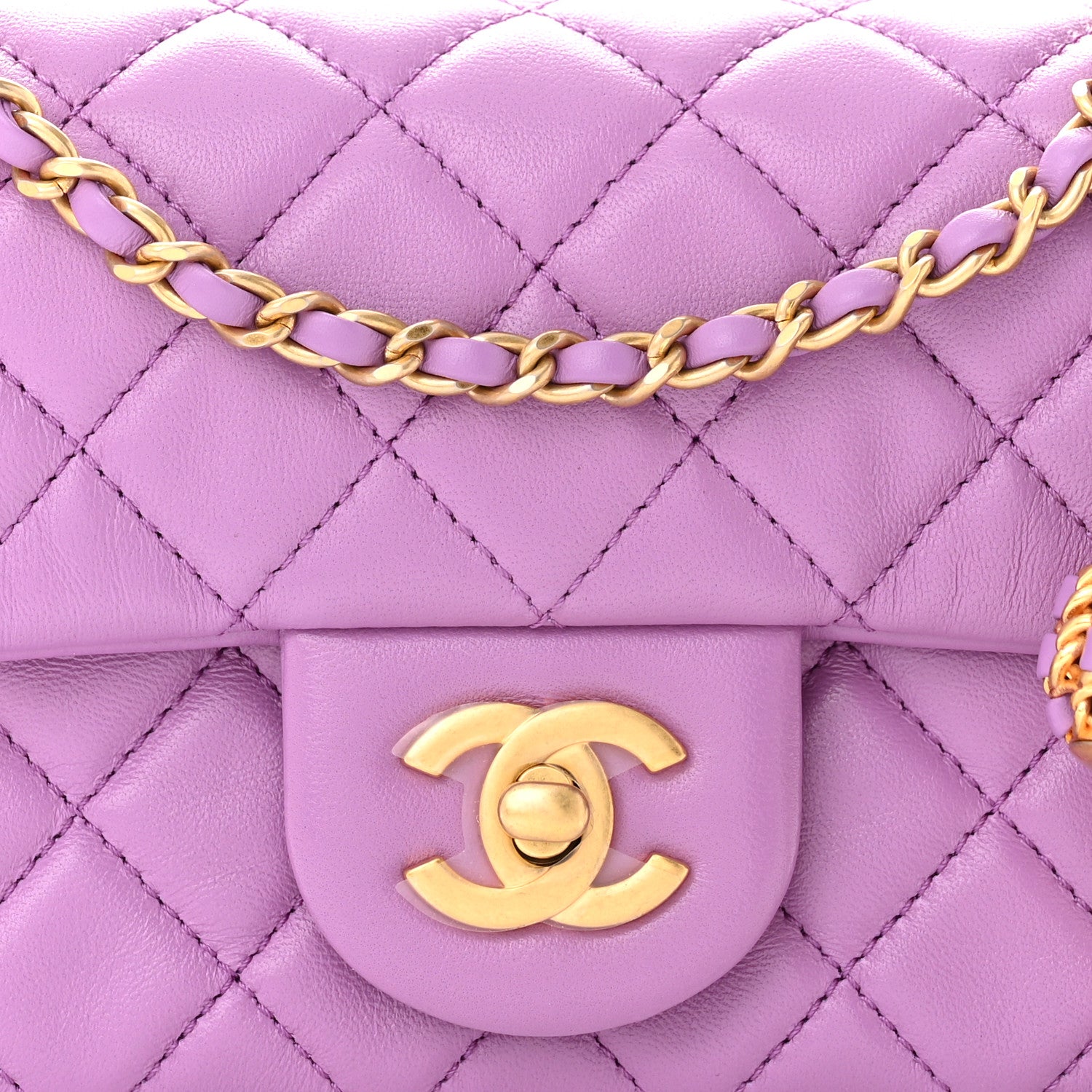 Chanel Lambskin Quilted Mini Rectangular Pearl Crush Flap Purple 8 of 11