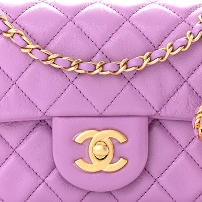 Chanel Lambskin Quilted Mini Rectangular Pearl Crush Flap Purple 8 of 11
