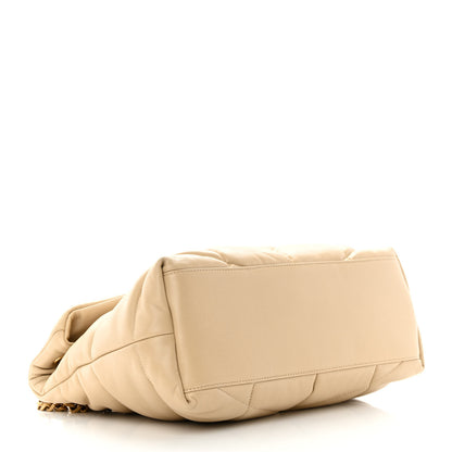 Saint Laurent Lambskin Quilted Medium Loulou Puffer Monogram Chain Satchel Dark Beige 4 of 12