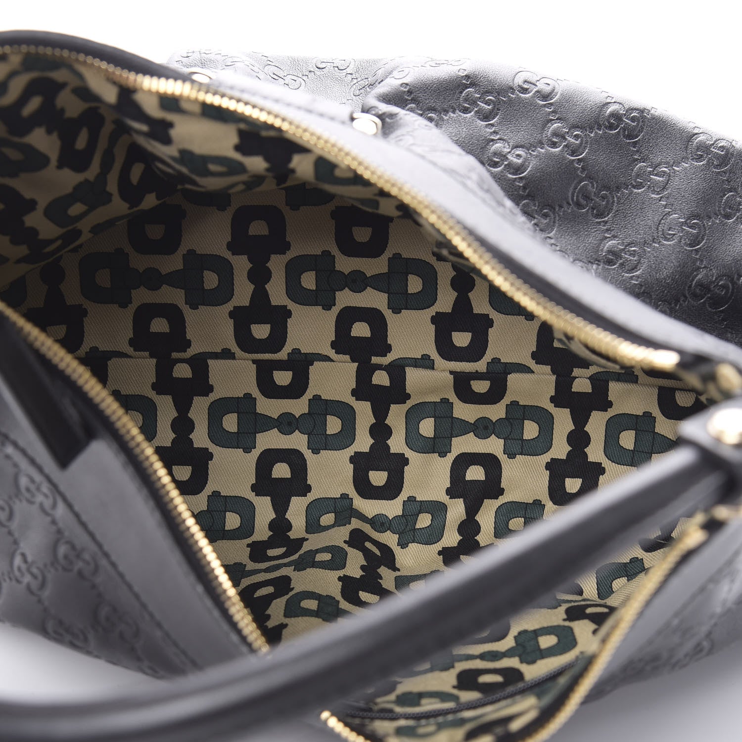 Gucci Guccissima Large D Gold Ring Hobo Black 5 of 13