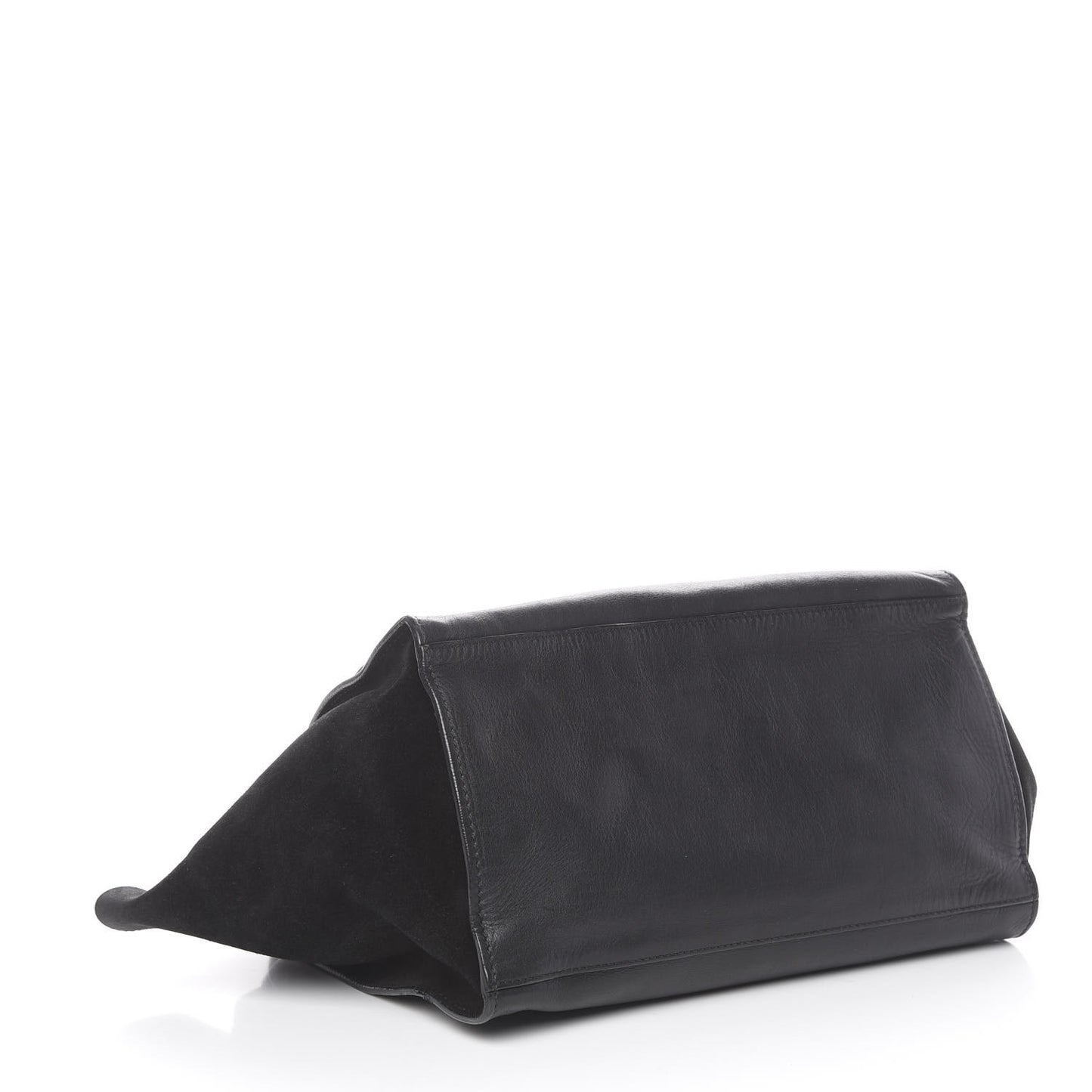 Smooth Calfskin Suede Medium Trapeze Black