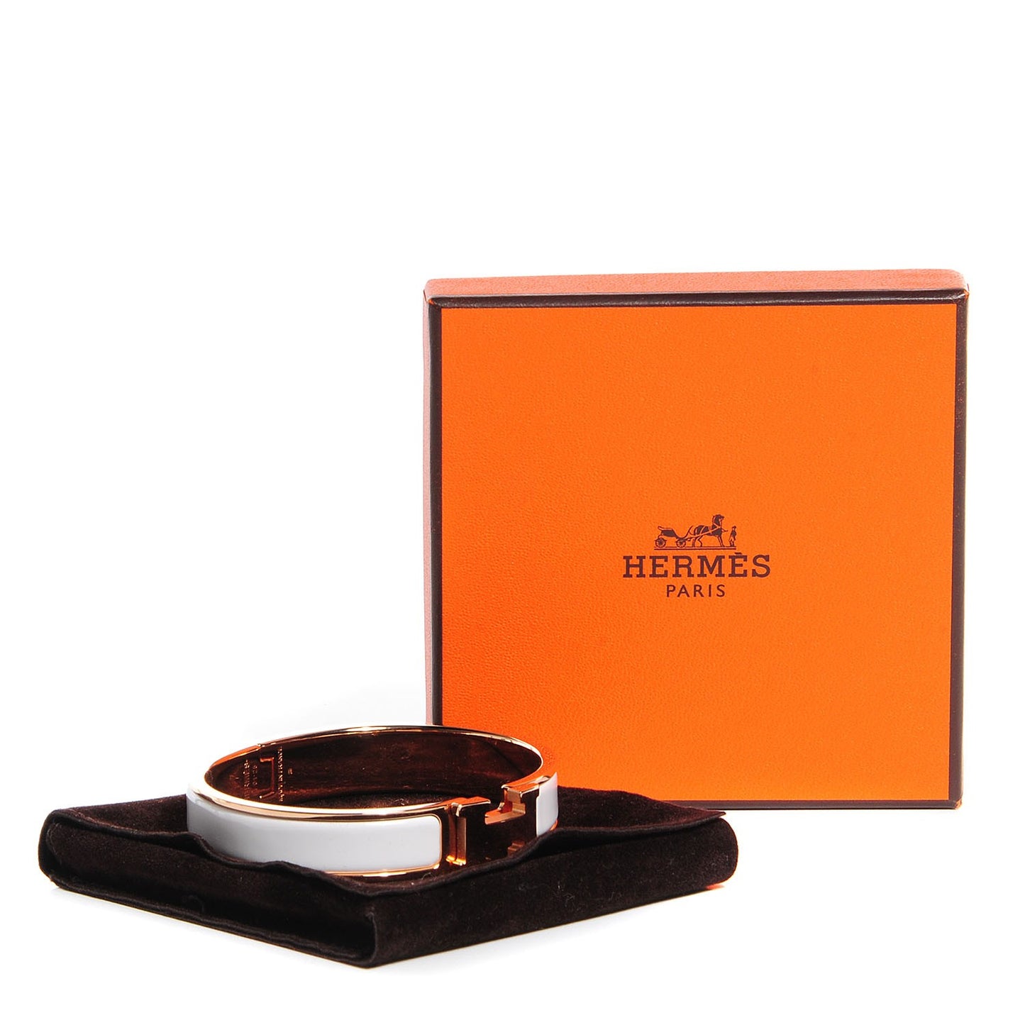 Enamel Narrow Clic Clac H Bracelet GM White