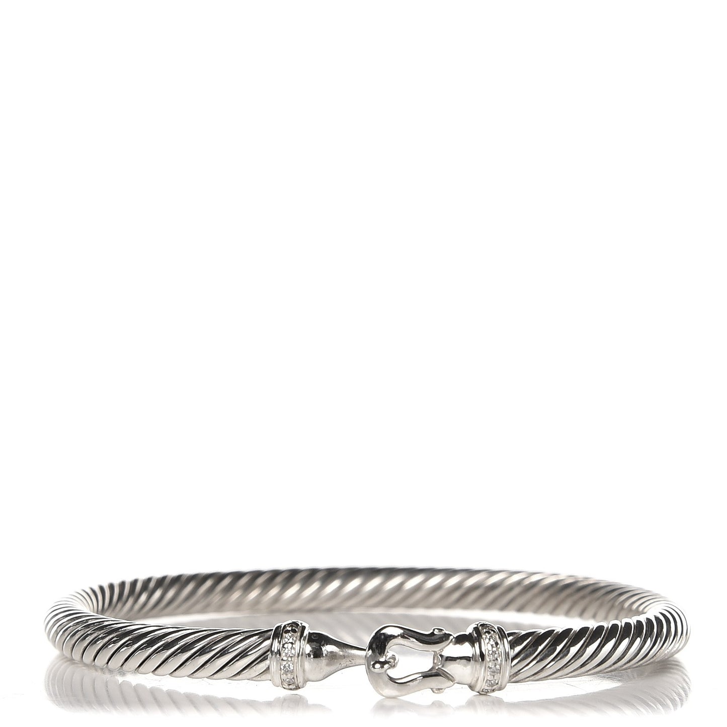 Sterling Silver Diamond 5mm Cable Buckle Bracelet