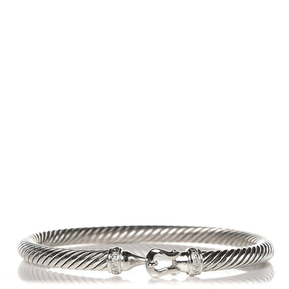 David Yurman Sterling Silver Diamond 5mm Cable Buckle Bracelet 1 of 3