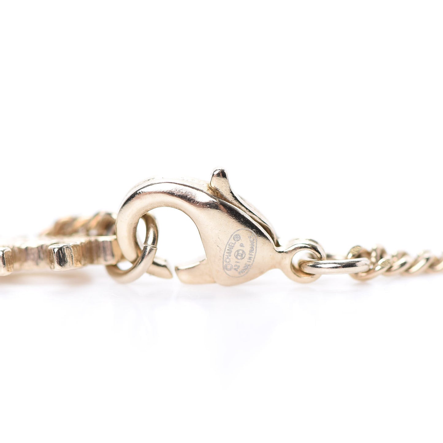 Crystal CC Logo Pendant Necklace Gold