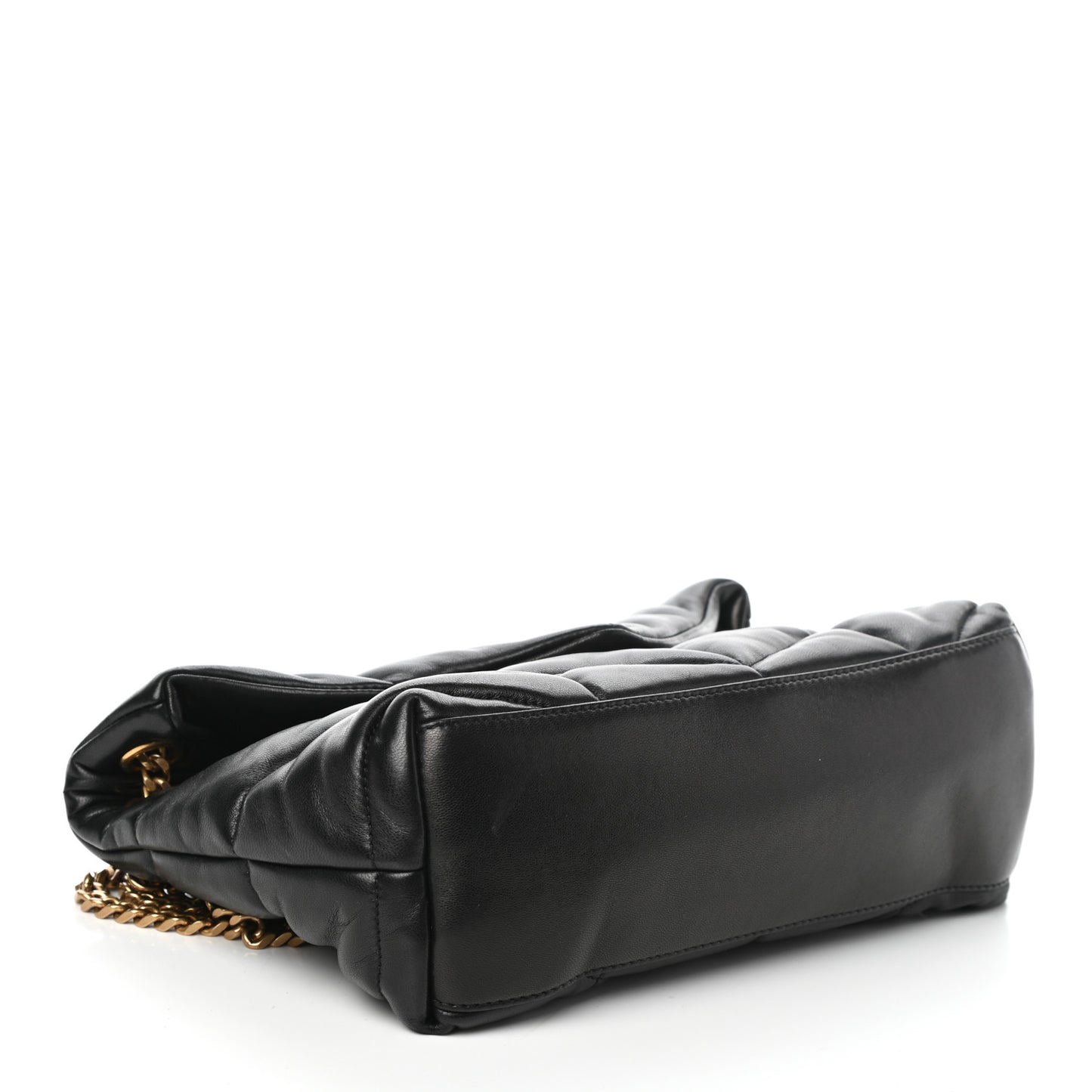 Lambskin Quilted Small Loulou Puffer Monogram Chain Satchel Black