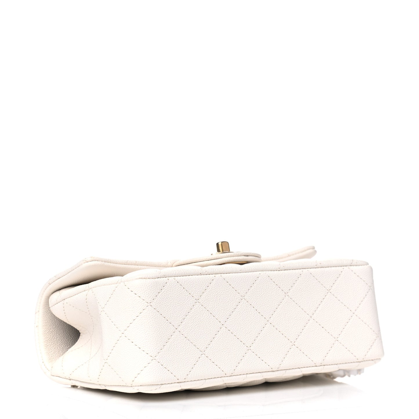 Caviar Quilted Mini Top Handle Rectangular Flap White