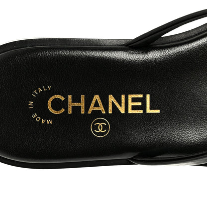 Chanel Lambskin CC Times Square Thong Sandals 38 Black 7 of 11