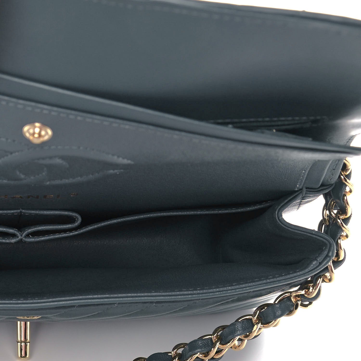 Chanel Lambskin Chevron Quilted Medium Double Flap Dark Grey 4 of 13