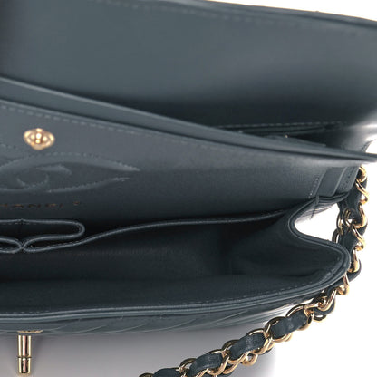 Chanel Lambskin Chevron Quilted Medium Double Flap Dark Grey 4 of 13