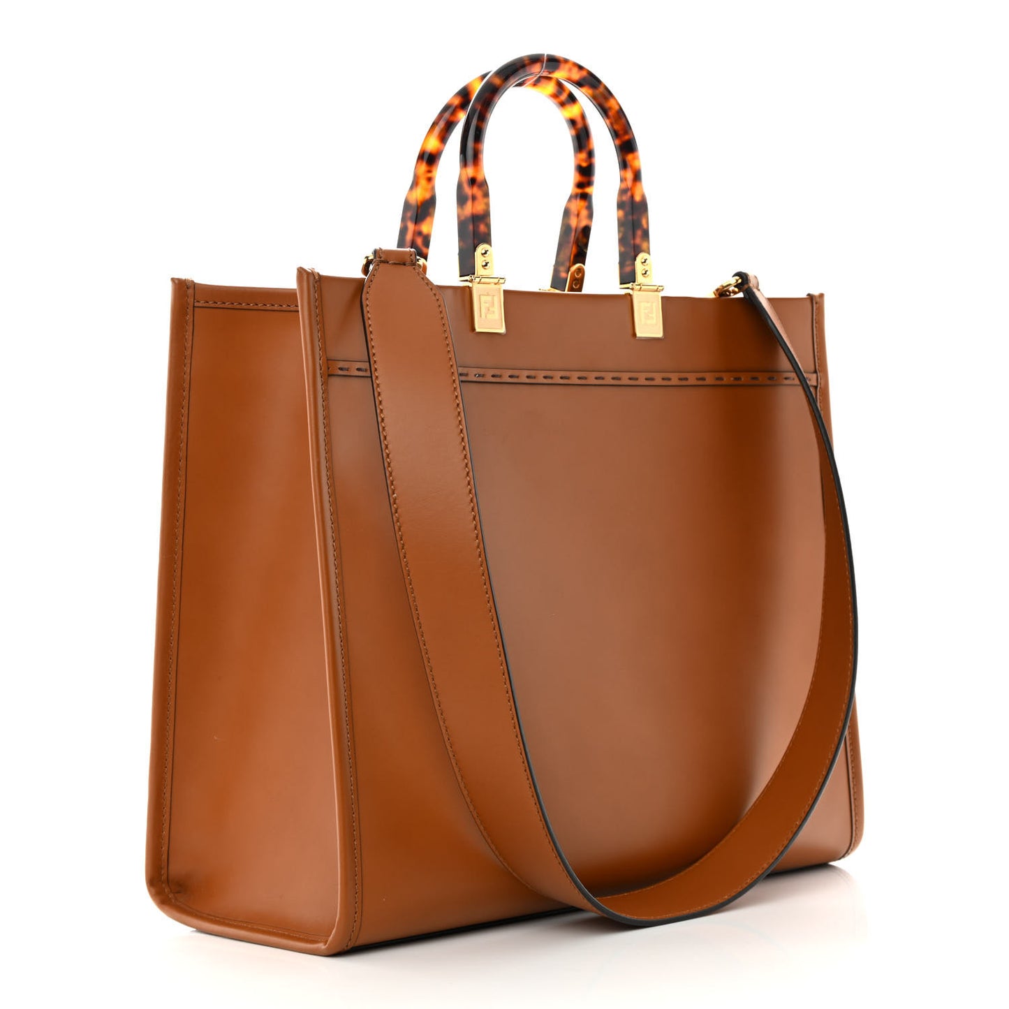Vitello King Plexiglass Medium Fendi Sunshine Shopper Tote Cuoio