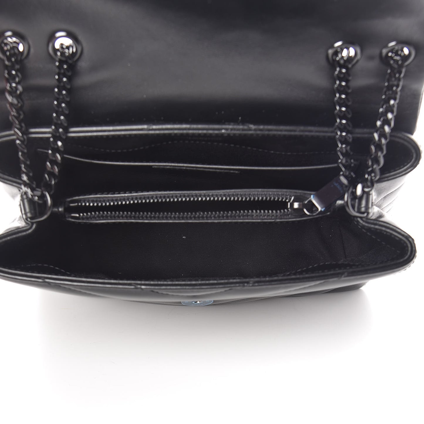 Calfskin Y Quilted Monogram Small Loulou Chain Satchel Black