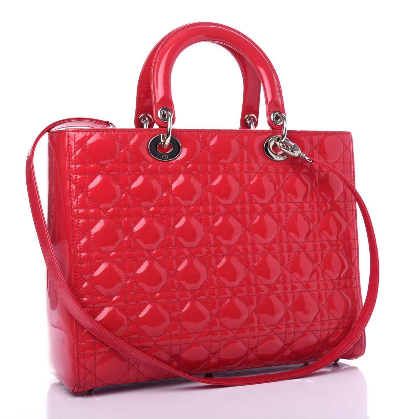 Patent Cannage Large Lady Dior Red