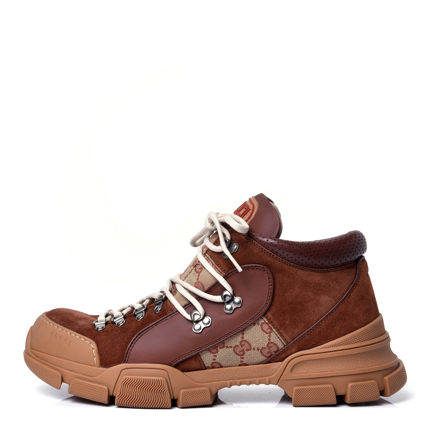 Gucci X SEGA Suede Calfskin GG Monogram Mens Flashtrek Sneakers 12 New Cuir Beige Ruggine 1 of 6