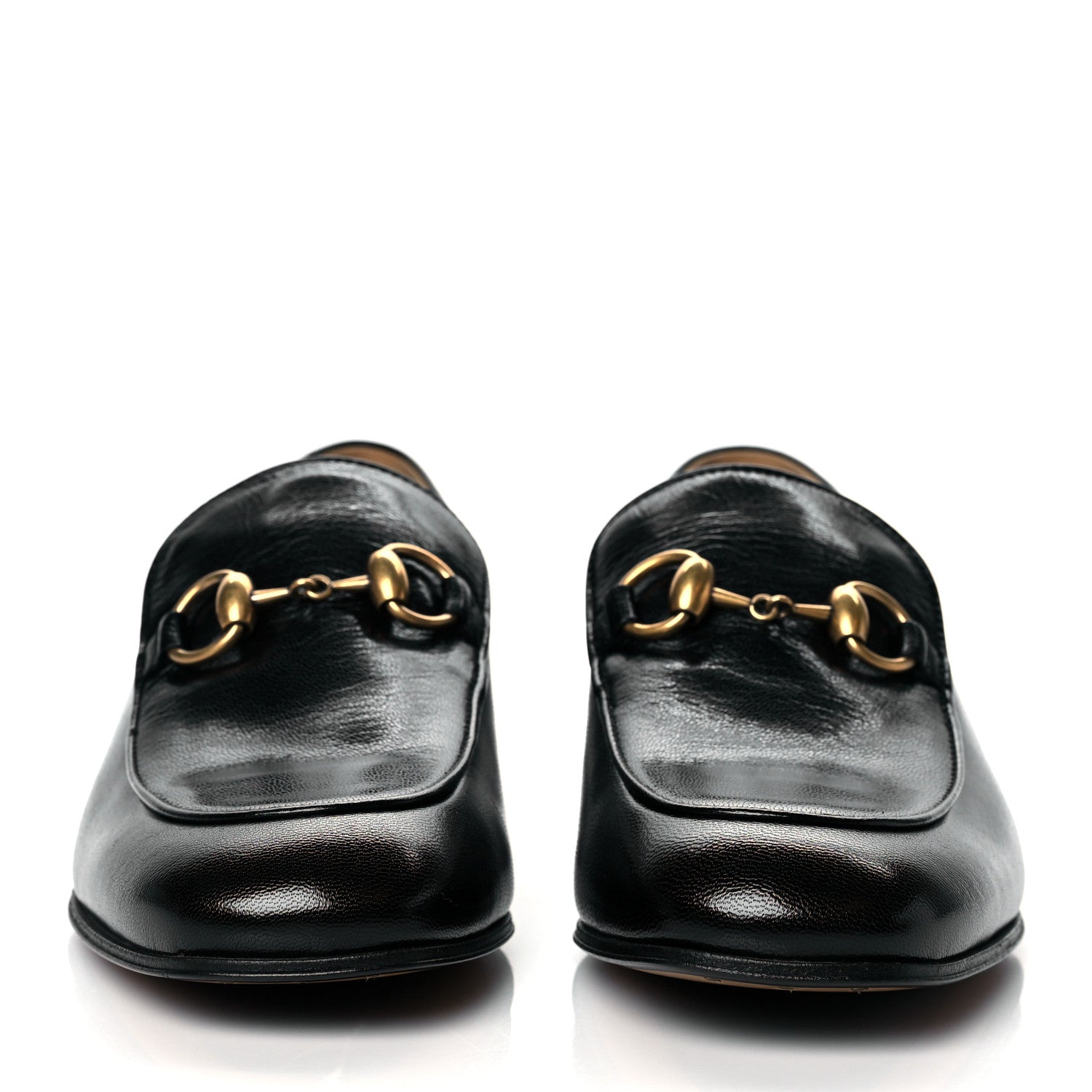 Gucci Goatskin Womens Horsebit Mid-Heel Loafers 38 Black 2 of 10