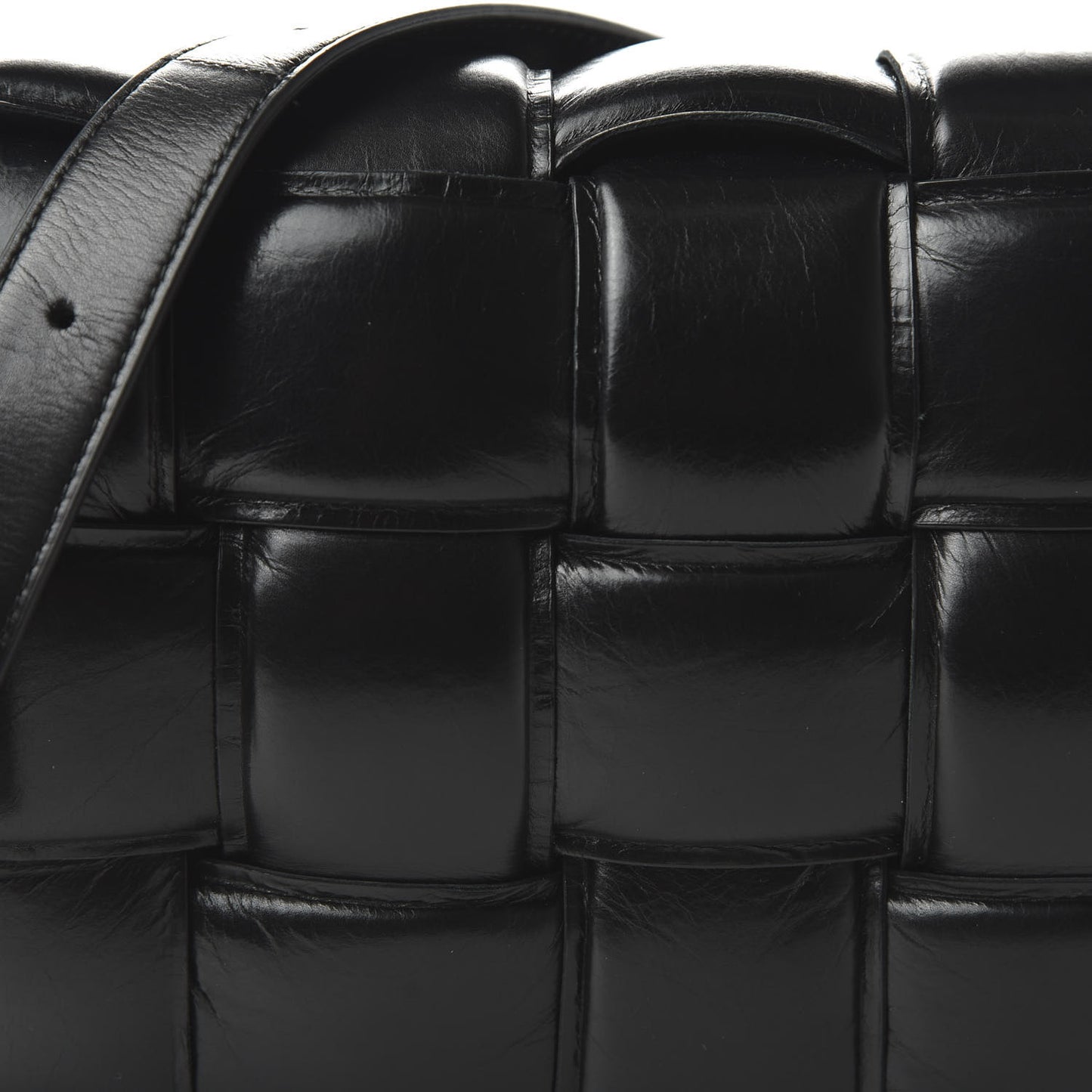 Paper Calfskin Maxi Intreccio Padded Cassette Crossbody Bag Black