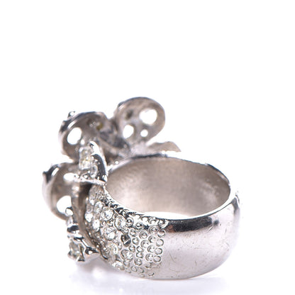 Chanel Swarovski Crystal Camellia CC Ring 7 4 of 5