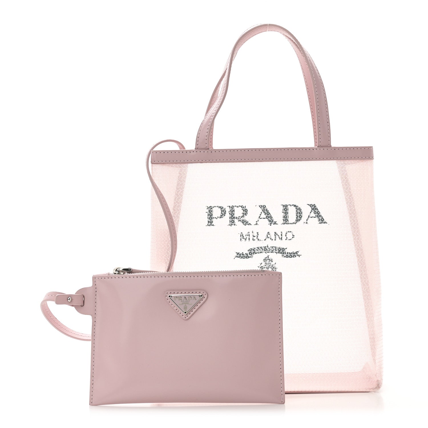 Prada Sequin Mesh Small Tote Bag Pink 2 of 10