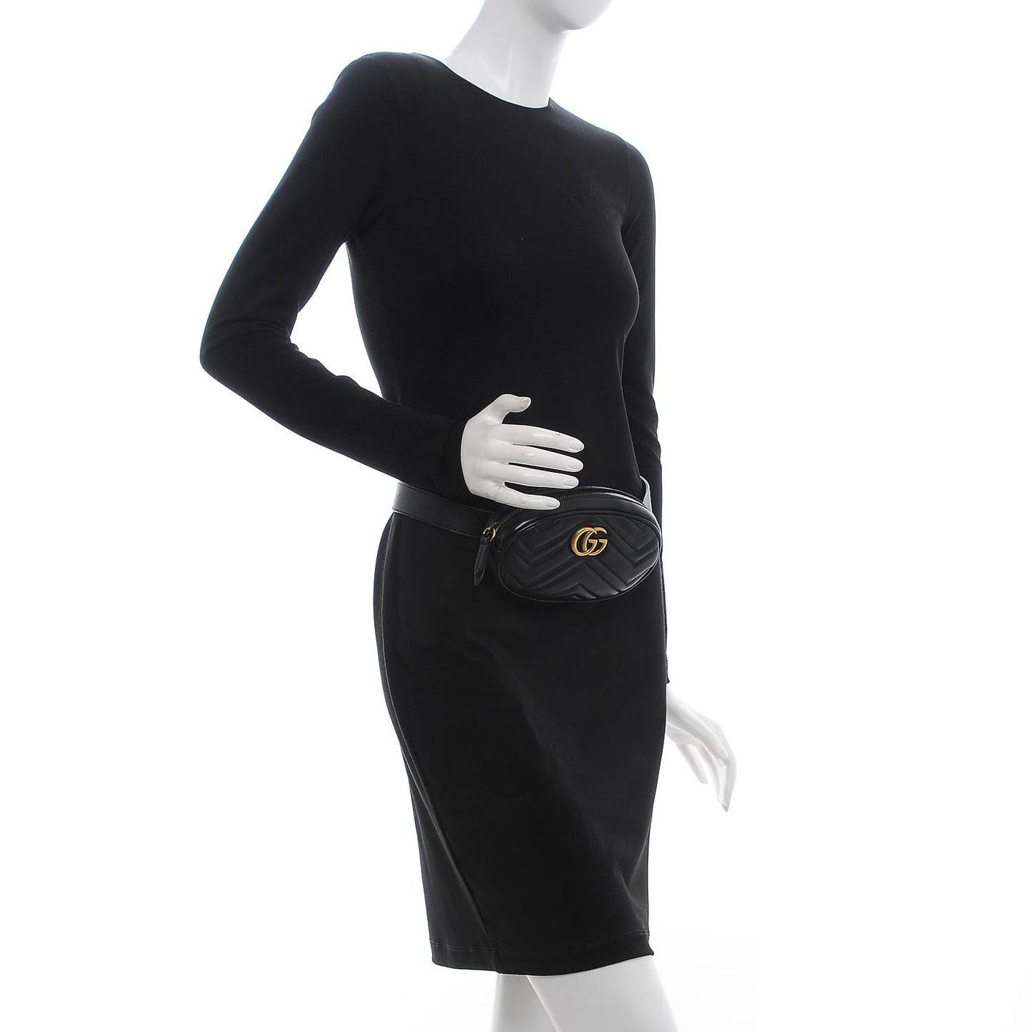 Calfskin Matelasse GG Marmont Belt Bag 95 38 Black