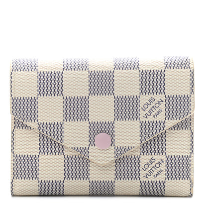 Louis Vuitton Damier Azur Victorine Wallet Rose Ballerine 1 of 9