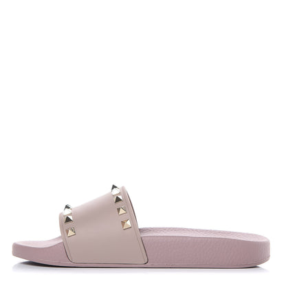 Valentino Garavani Rubber Rockstud Slide Sandals 37 Poudre 1 of 9