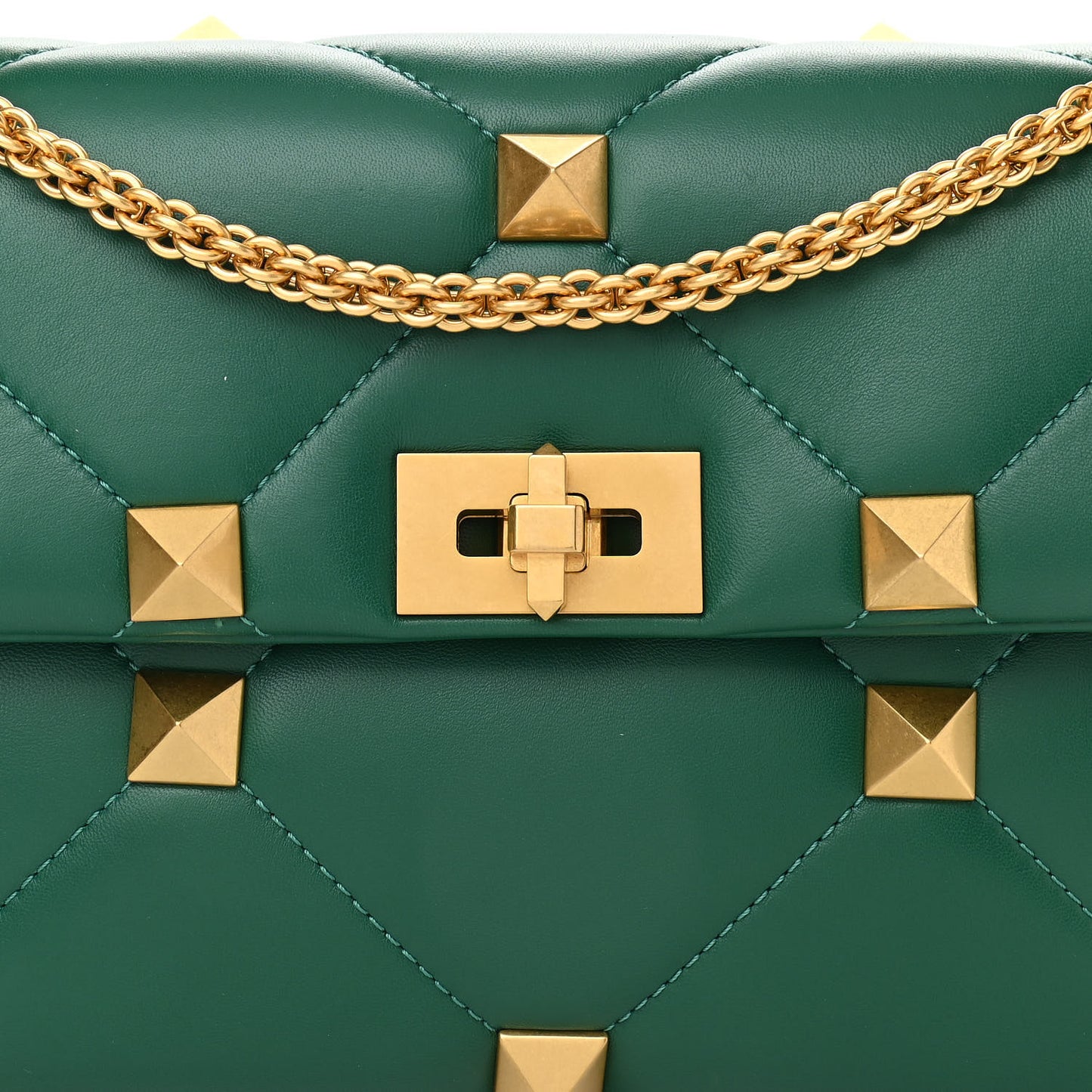 Nappa Large Roman Stud Shoulder Bag Jungle