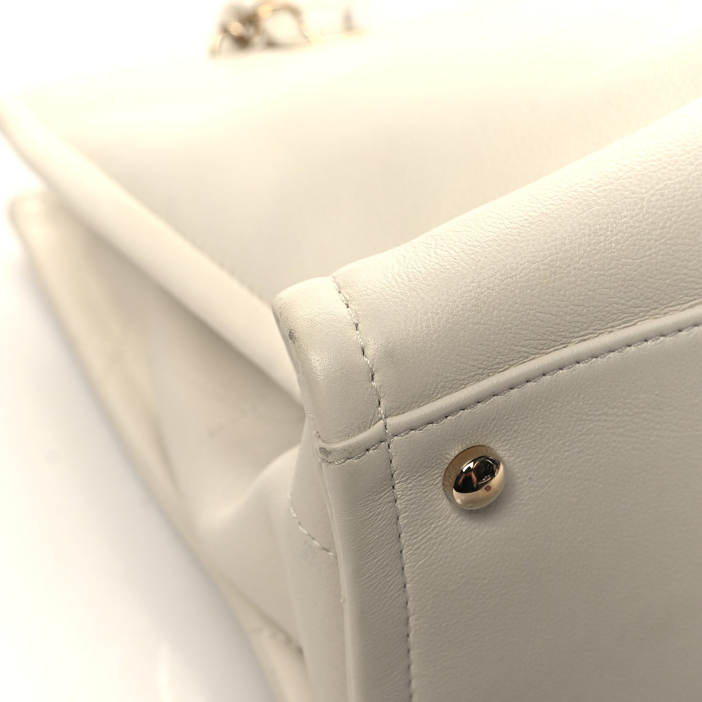 Calfskin CC Zipped Shopping Tote White