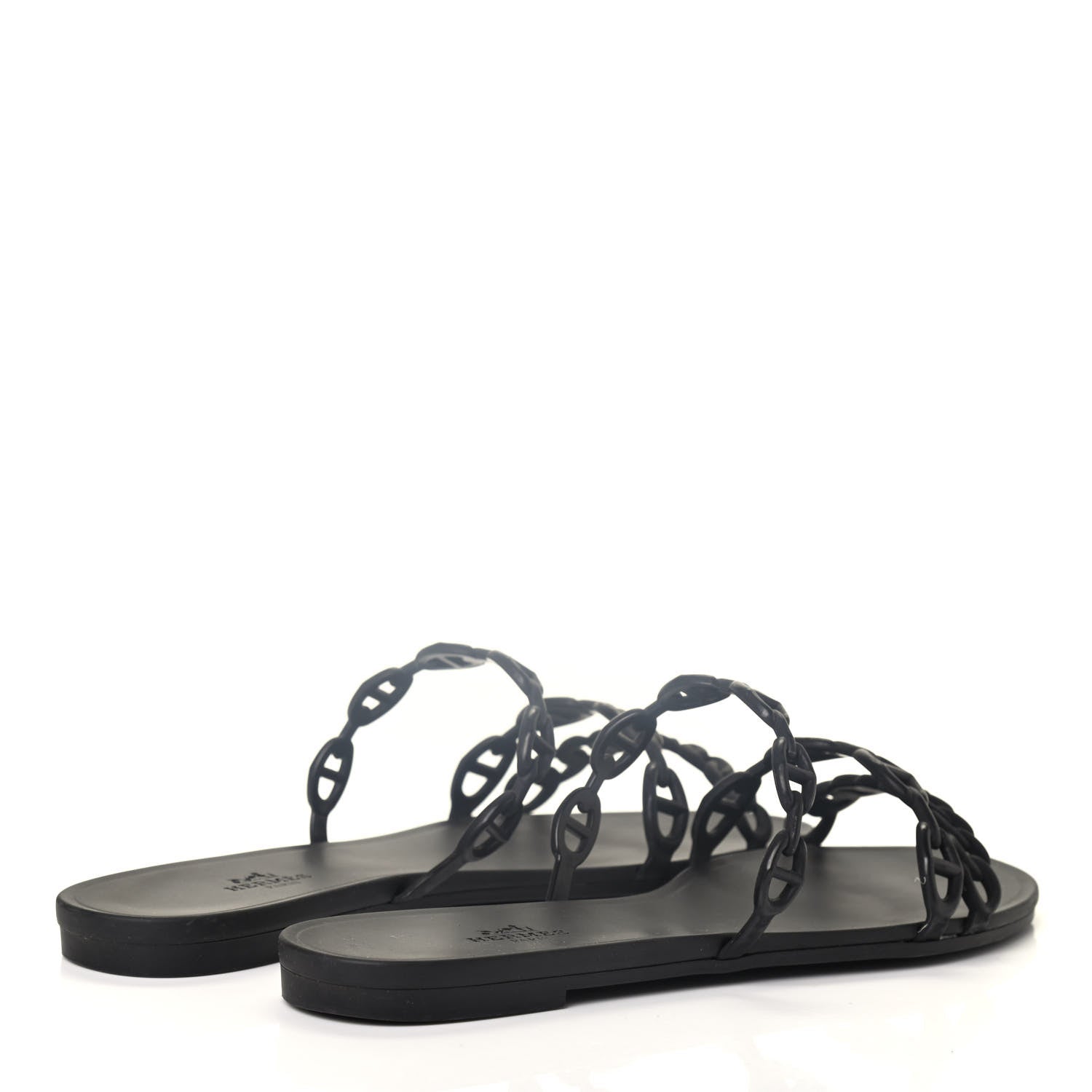Hermes Rubber Chaine d'Ancre Rivage Sandals 38 Black 4 of 4