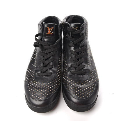 Louis Vuitton Calfskin Studded High Top Sneakers 37 Black 7 of 7