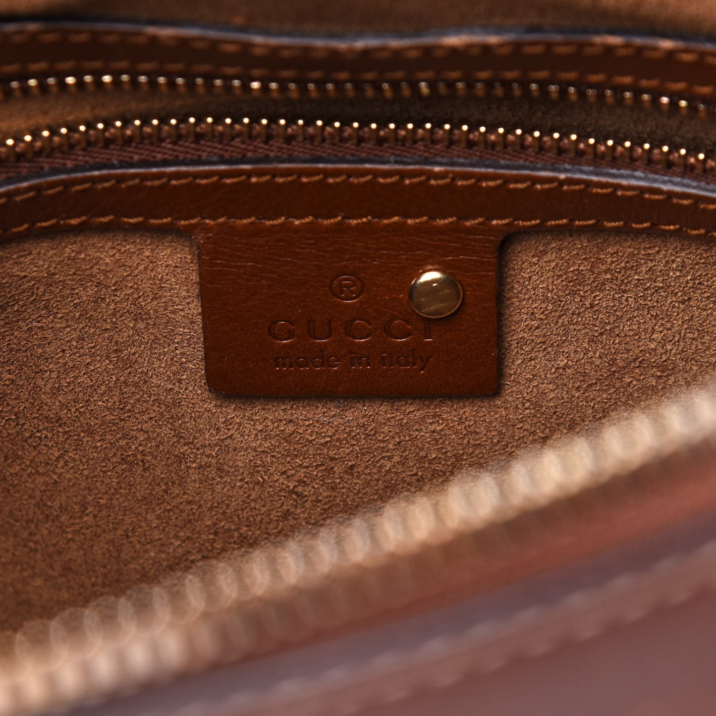 GG Supreme Monogram Medium Zip Top Tote Brown