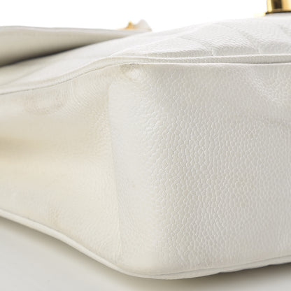 Chanel Caviar Vertical Quilted Jumbo Single Flap White 12 of 22